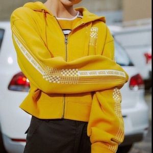 Vans Yellow Cropped Zip-Up Hoodie